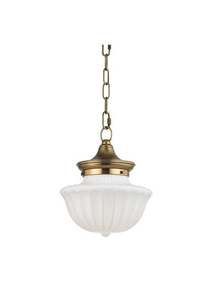 Dutchess 1-Light Small Pendant in Aged Brass.